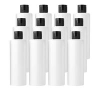 BPZXL 24 Pezzi 200 ml Bianco plastica vuota ricaricabili da viaggio bottiglie vuote con Tappo Flip Top Nero per shampoo, creme lozioni, balsamo