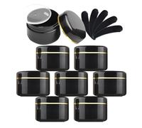 BPZXL 24 Pezzi Nero Vuoti 100ml Vasetti di Plastica Barattolo Cosmetici con Nastro D'Oro Coperchio Viaggio Contenitore Cosmetico per Balsamo Labbra Campione Crema