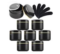 BPZXL 24 Pezzi Nero Vuoti 50ml Vasetti di Plastica Barattolo Cosmetici con Nastro D'Oro Coperchio Viaggio Contenitore Cosmetico per Balsamo Labbra Campione Crema