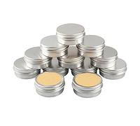 BPZXL 24 Pezzi Rotonda Contenitore in Alluminio da 15ml Argento con Tappo a Vite Vaso Barattolo Cosmetico Contenitori per Balsamo DIY Labbra Cosmetici Candele