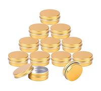 BPZXL 24 Pezzi Rotonda Contenitore in Alluminio da 15ml Oro con Tappo a Vite Vaso Barattolo Cosmetico Contenitori per Balsamo DIY Labbra Cosmetici Candele