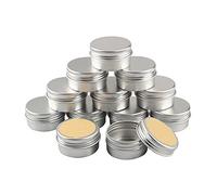 BPZXL 24 Pezzi Rotonda Contenitore in Alluminio da 30ml Argento con Tappo a Vite Vaso Barattolo Cosmetico Contenitori per Balsamo DIY Labbra Cosmetici Candele