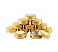 BPZXL 24 Pezzi Rotonda Contenitore in Alluminio da 30ml Oro con Tappo a Vite Vaso Barattolo Cosmetico Contenitori per Balsamo DIY Labbra Cosmetici Candele