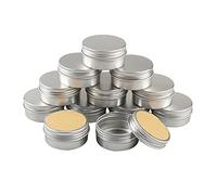 BPZXL 24 Pezzi Rotonda Contenitore in Alluminio da 50ml Argento con Tappo a Vite Vaso Barattolo Cosmetico Contenitori per Balsamo DIY Labbra Cosmetici Candele