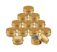 BPZXL 24 Pezzi Rotonda Contenitore in Alluminio da 5ml Oro con Tappo a Vite Vaso Barattolo Cosmetico Contenitori per Balsamo DIY Labbra Cosmetici Candele