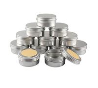 BPZXL 24 Pezzi Rotonda Contenitore in Alluminio da 80ml Argento con Tappo a Vite Vaso Barattolo Cosmetico Contenitori per Balsamo DIY Labbra Cosmetici Candele