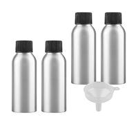 BPZXL 4 Pezzi 100ml Argento Alluminio con Nero Coperchio a Vite in Alluminio Flacone per riempire lozioni, shampoo, saponi per il corpo e trucchi, ecc.