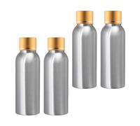 BPZXL 4 Pezzi 100ml Argento Alluminio con Oro Coperchio a Vite in Alluminio Flacone per Bottiglia, Cosmetica, Viaggio Riutilizzabile