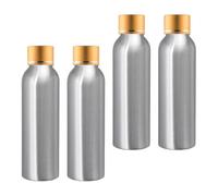 BPZXL 4 Pezzi 120ml Argento Alluminio con Oro Coperchio a Vite in Alluminio Flacone per Bottiglia, Cosmetica, Viaggio Riutilizzabile