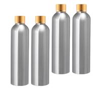 BPZXL 4 Pezzi 250ml Argento Alluminio con Oro Coperchio a Vite in Alluminio Flacone per Bottiglia, Cosmetica, Viaggio Riutilizzabile