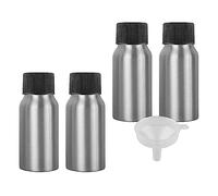 BPZXL 4 Pezzi 50ml Argento Alluminio con Nero Coperchio a Vite in Alluminio Flacone per riempire lozioni, shampoo, saponi per il corpo e trucchi, ecc.