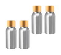 BPZXL 4 Pezzi 50ml Argento Alluminio con Oro Coperchio a Vite in Alluminio Flacone per Bottiglia, Cosmetica, Viaggio Riutilizzabile
