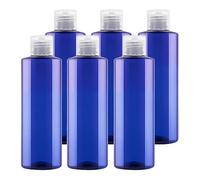 BPZXL 6 Pezzi 200 ml Blu plastica vuota ricaricabili da viaggio bottiglie vuote con Tappo Flip Top Trasparente per shampoo, creme lozioni, balsamo