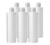 BPZXL 6 Pezzi 250 ml Bianco plastica vuota ricaricabili da viaggio bottiglie vuote con Tappo Flip Top Trasparente per shampoo, creme lozioni, balsamo