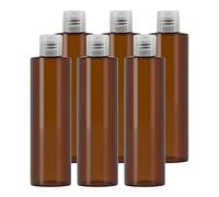 BPZXL 6 Pezzi 250 ml Marrone plastica vuota ricaricabili da viaggio bottiglie vuote con Tappo Flip Top Trasparente per shampoo, creme lozioni, balsamo
