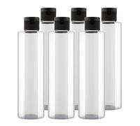 BPZXL 6 Pezzi 250 ml Trasparente plastica vuota ricaricabili da viaggio bottiglie vuote con Tappo Flip Top Nero per shampoo, creme lozioni, balsamo