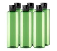BPZXL 6 Pezzi 250 ml Verde plastica vuota ricaricabili da viaggio bottiglie vuote con Tappo Flip Top Nero per shampoo, creme lozioni, balsamo