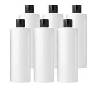 BPZXL 6 Pezzi 500 ml Bianco plastica vuota ricaricabili da viaggio bottiglie vuote con Tappo Flip Top Nero per shampoo, creme lozioni, balsamo