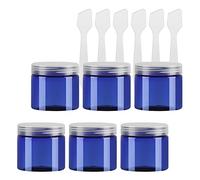 BPZXL 6 Pezzi 50ml Blu Plastica Crema Barattoli Vasetto con coperchio Trasparente Barattoli Cosmetico Contenitore per per Crema Balsamo Labbra Campione