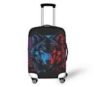 bqabhu Blue Butterfly Moon Protezione Bagagli Impermeabile Anti Polvere Valigia Manica per Valigie Con Ruote Anti-Graffio Copertura Bagagli, Lupo bandiera americana-4, L fits 25-28 inch Suitcase