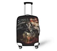 bqabhu Blue Butterfly Moon Protezione Bagagli Impermeabile Anti Polvere Valigia Manica per Valigie Con Ruote Anti-Graffio Copertura Bagagli, Lupo bandiera americana-2, M fits 22-24 inch Suitcase