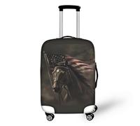bqabhu Blue Butterfly Moon Protezione Bagagli Impermeabile Anti Polvere Valigia Manica per Valigie Con Ruote Anti-Graffio Copertura Bagagli, Bandiera americana Cavallo-1, S fits 18-21 inch Suitcase