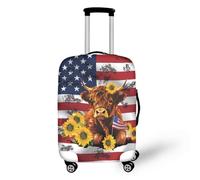 bqabhu Blue Butterfly Moon Protezione Bagagli Impermeabile Anti Polvere Valigia Manica per Valigie Con Ruote Anti-Graffio Copertura Bagagli, Bandiera americana della mucca-1, L fits 25-28 inch