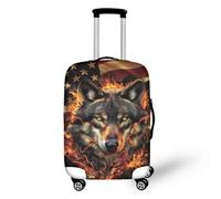 bqabhu Blue Butterfly Moon Protezione Bagagli Impermeabile Anti Polvere Valigia Manica per Valigie Con Ruote Anti-Graffio Copertura Bagagli, Lupo bandiera americana-5, M fits 22-24 inch Suitcase