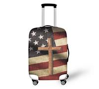 bqabhu Blue Butterfly Moon Protezione Bagagli Impermeabile Anti Polvere Valigia Manica per Valigie Con Ruote Anti-Graffio Copertura Bagagli, Croce Bandiera Americana, S fits 18-21 inch Suitcase