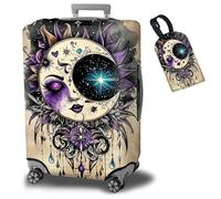 bqabhu Copertura protettiva per valigia, con 1 etichetta per bagagli, con cerniera nascosta, lavabile, panno elastico, antipolvere, antigraffio, Faccia di luna got, L fits 25-28 inch Suitcase