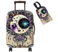bqabhu Copertura protettiva per valigia, con 1 etichetta per bagagli, con cerniera nascosta, lavabile, panno elastico, antipolvere, antigraffio, Faccia di luna got, S fits 18-21 inch Suitcase