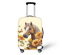 bqabhu Hippie Flower Copertura per bagagli da viaggio Auti-Scratch Valigie Protettore Tropicale Floreale Copertura Lavabile Bagagli Accessori Bagagli da Viaggio, Girasole Cavallo Giallo, S fits 18-21