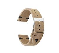 BQAXUREW EDVENA Cinturini For Orologi In Vera Pelle Scamosciata Bracciale Cinturino For Orologio Retrò Fatto A Mano Kaki For Uomo 18mm 20mm 22mm Cinturino Da Polso(Khaki-Black Line,18mm)