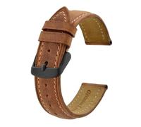 BQAXUREW EDVENA Cinturino for Orologio 14mm~24mm Cinturino in Pelle retrò Crazy Horse con Cinturino di Ricambio con Fibbia Nera for Uomo E Donna(Light Brown_21mm)