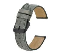 BQAXUREW EDVENA Cinturino for Orologio 14mm~24mm Cinturino in Pelle retrò Crazy Horse con Cinturino di Ricambio con Fibbia Nera for Uomo E Donna(Light Grey_21mm)