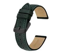 BQAXUREW EDVENA Cinturino for Orologio 14mm~24mm Cinturino in Pelle retrò Crazy Horse con Cinturino di Ricambio con Fibbia Nera for Uomo E Donna(Green_15mm)