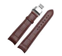 BQAXUREW EDVENA Cinturino for orologio con estremità curva in vera pelle compatibile con cinturino Citizen BL9002-37 05A BT0001-12E 01A cinturino 20mm 21mm 22mm(Brown silver butter,22mm)