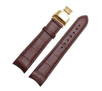 BQAXUREW EDVENA Cinturino for orologio con estremità curva in vera pelle compatibile con cinturino Citizen BL9002-37 05A BT0001-12E 01A cinturino 20mm 21mm 22mm(Brown gold butter,20mm)