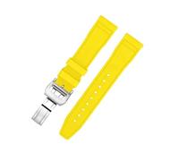 BQAXUREW EDVENA Cinturino For Orologio In Gomma Fluorurata A Sgancio Rapido 20mm 21mm 22mm Cinturini For Immersione Impermeabili FPM/FKM Compatibili Con Il Cinturino IWC(Yellow Silver,22mm)