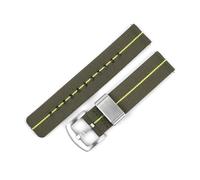 BQAXUREW EDVENA Cinturino for Orologio in Nylon Cinturino in Tessuto Cinturino for Orologio Sportivo 18mm 20mm 22mm 24mm Compatibile con Galaxy Watch(Green-Yellow Line_18MM_Black Buckle)