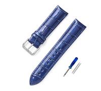 BQAXUREW EDVENA Cinturino for orologio in vera pelle da 12 mm, 14 mm, 16 mm, 18 mm, 20 mm, 22 mm, cinturino in pelle verde, blu, rosso, viola, uomo e donna(Blue,14mm)