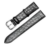 BQAXUREW EDVENA Cinturino in Pelle di Coccodrillo Cinturino for Orologio in Vera Pelle Uomo Donna for Cinturino 12 13 14 16 18 20mm Accessori for Orologi(Black-Silver Buckle_14mm)