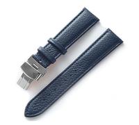 BQAXUREW EDVENA Cinturino In Pelle Litchi Grana Pelle Fibbia A Farfalla 14 16 18 20 22 Mm Cinturino Nero Marrone Blu Accessori For Orologi(Royal blue,16mm)