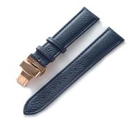 BQAXUREW EDVENA Cinturino In Pelle Litchi Grana Pelle Fibbia A Farfalla 14 16 18 20 22 Mm Cinturino Nero Marrone Blu Accessori For Orologi(Royal blue rose,21mm)
