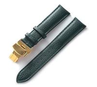 BQAXUREW EDVENA Cinturino In Pelle Litchi Grana Pelle Fibbia A Farfalla 14 16 18 20 22 Mm Cinturino Nero Marrone Blu Accessori For Orologi(Dark green gold,13mm)