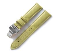 BQAXUREW EDVENA Cinturino In Pelle Litchi Grana Pelle Fibbia A Farfalla 14 16 18 20 22 Mm Cinturino Nero Marrone Blu Accessori For Orologi(Light yellow,21mm)