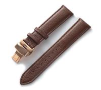 BQAXUREW EDVENA Cinturino In Pelle Litchi Grana Pelle Fibbia A Farfalla 14 16 18 20 22 Mm Cinturino Nero Marrone Blu Accessori For Orologi(Dark brown rose,20mm)