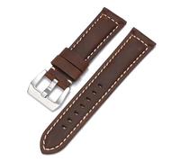 BQAXUREW EDVENA Cinturino in vera pelle compatibile con cinturino for orologio Panerai da uomo e da donna PAM111/441/312 Crazy Horse Belt 20 mm 22 mm 24 mm 26 mm(DarkBrown-Silver,20mm)