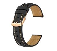 BQAXUREW EDVENA Cinturino Orologio In Pelle Crazy Horse 18mm 20mm 21mm 22mm 24mm Cintura Di Ricambio Cinturino Con Fibbia In Oro Rosa For Cinturini For Orologi Da Uomo(Black(Beige Line),21mm)