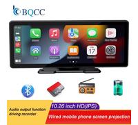 BQCC Schermo Carplay Wireless portatile da 10.26 pollici HD Telecamera di retromarcia posteriore Autoradio DVR MP5 Lettore video multimediale Android Auto